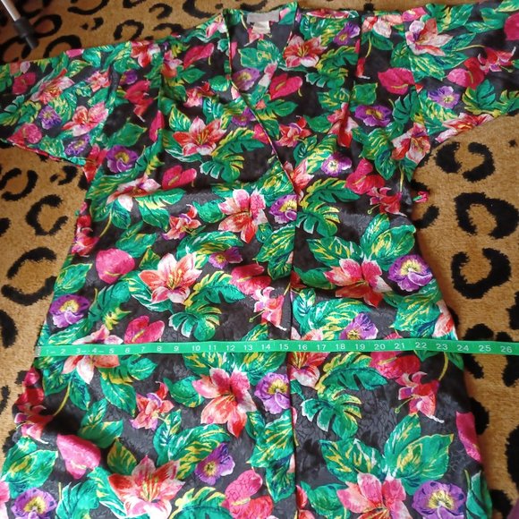 Mint Condition Vintage Tropical Jungle Print Dressing Gown With Pockets - Picture 9 of 10